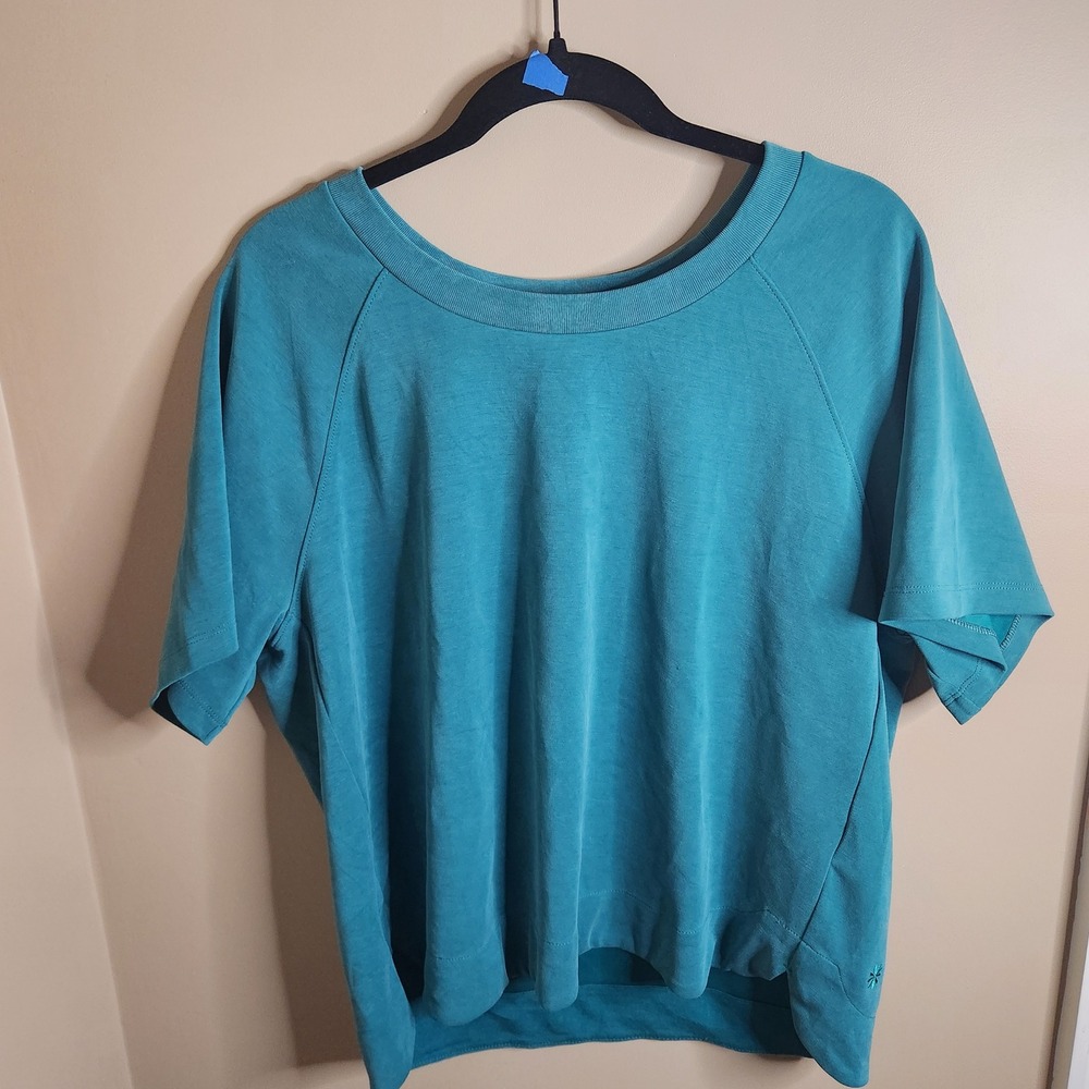 Athleta Seasoft Sweatshirt Tee Teal Green Size L